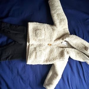 Carters fuzzy coat/Garanimals black leggings